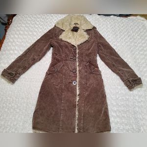 Steve Madden Faux Fur-Lined Corduroy Coat